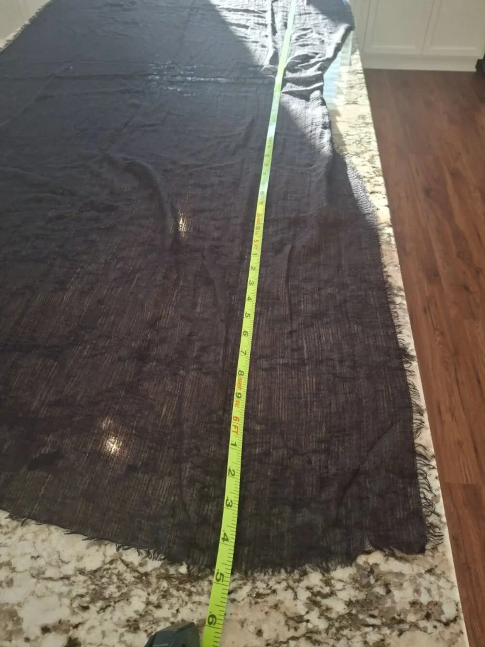 Sylvia Alexander Black Sheer Fringe Scarf Wrap Boho Elegant Evening Lightweight
